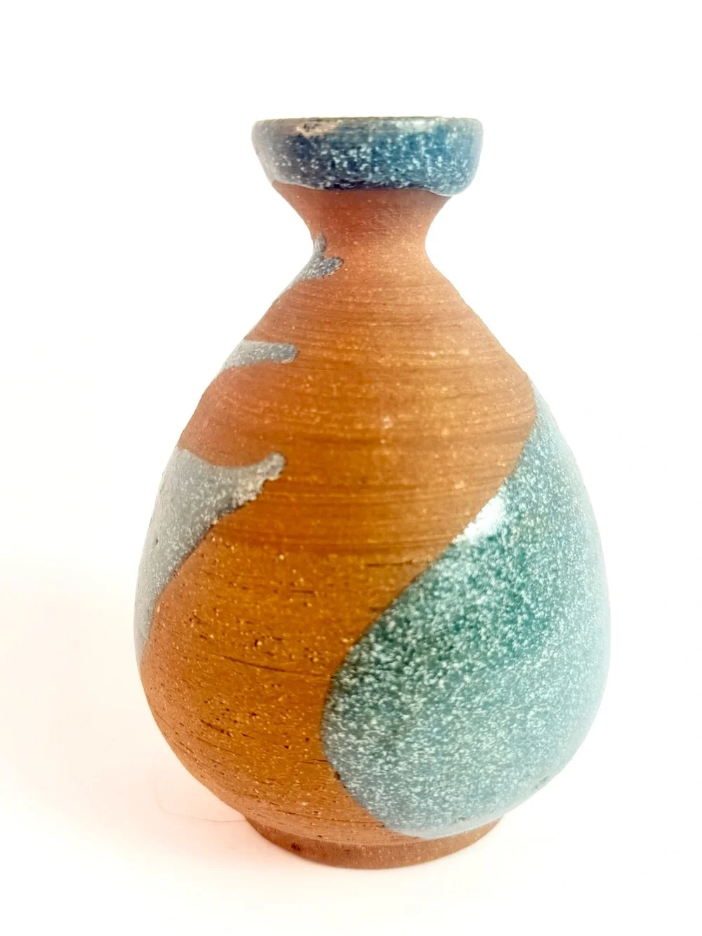 Vintage MCM Brown Drip Glaze Earth Wrap Pottery Mini Bud Vase 4 3/4